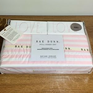 Rae Dunn Full sheet set with Pillow Cases-Pink